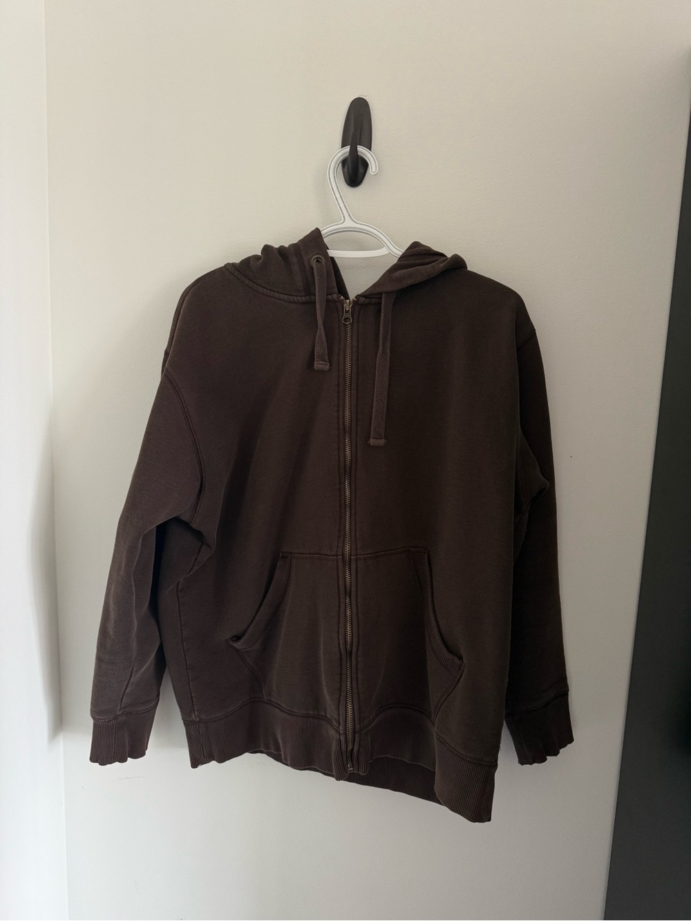 Dark Brown Full-Zip Hoodie